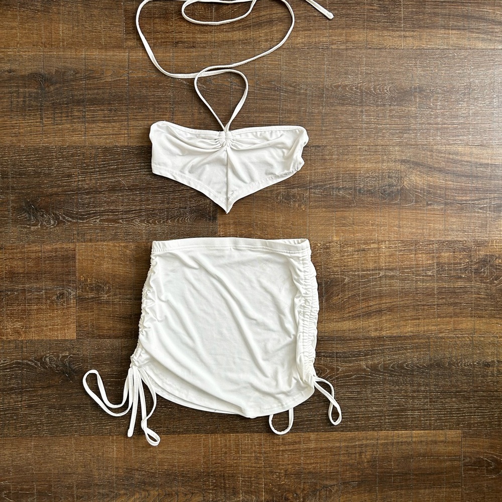 White crop top and skirt set